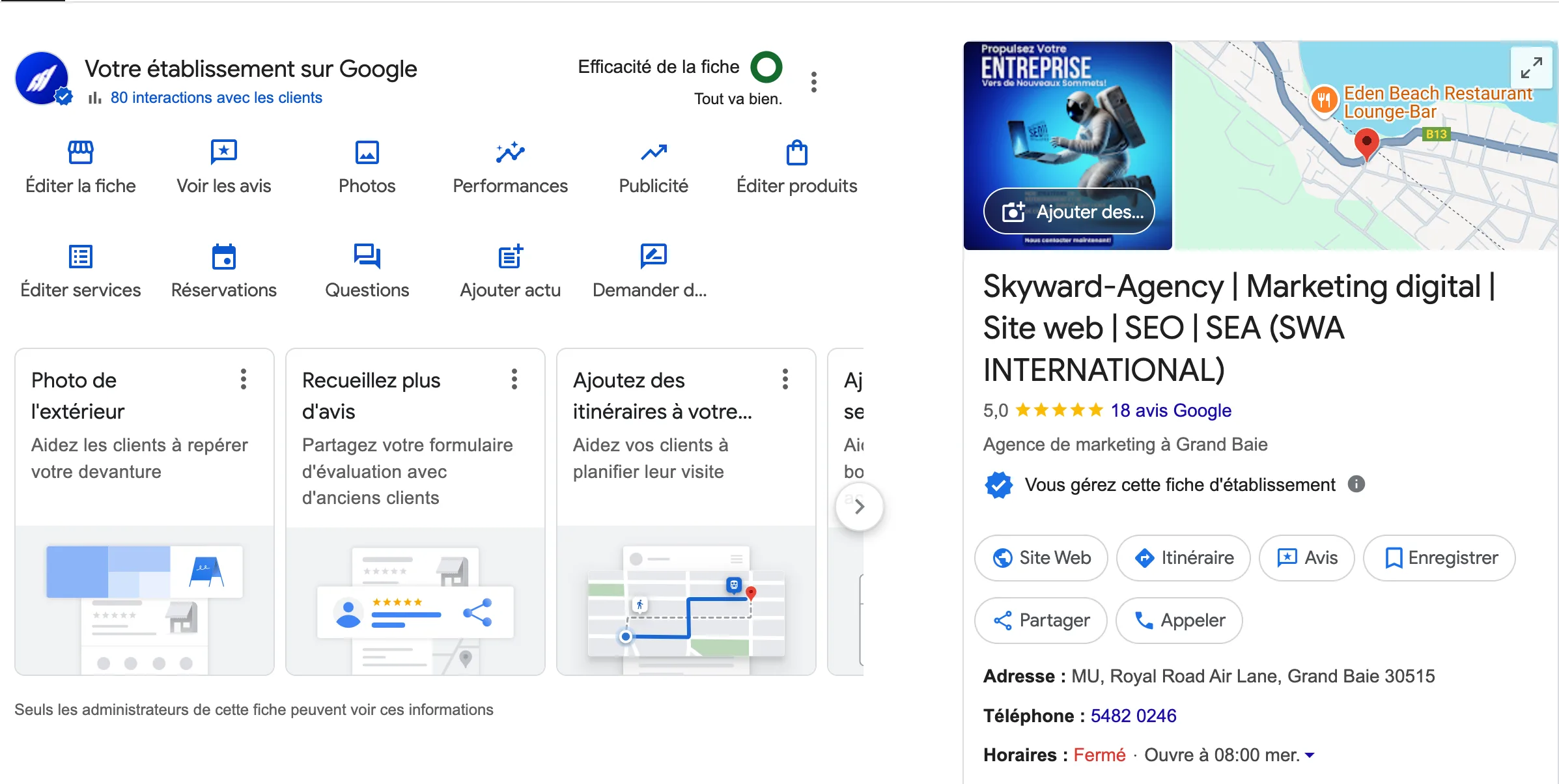 Fiche google my business (GMB) optimisée pour le SEO Local Akyward-agency