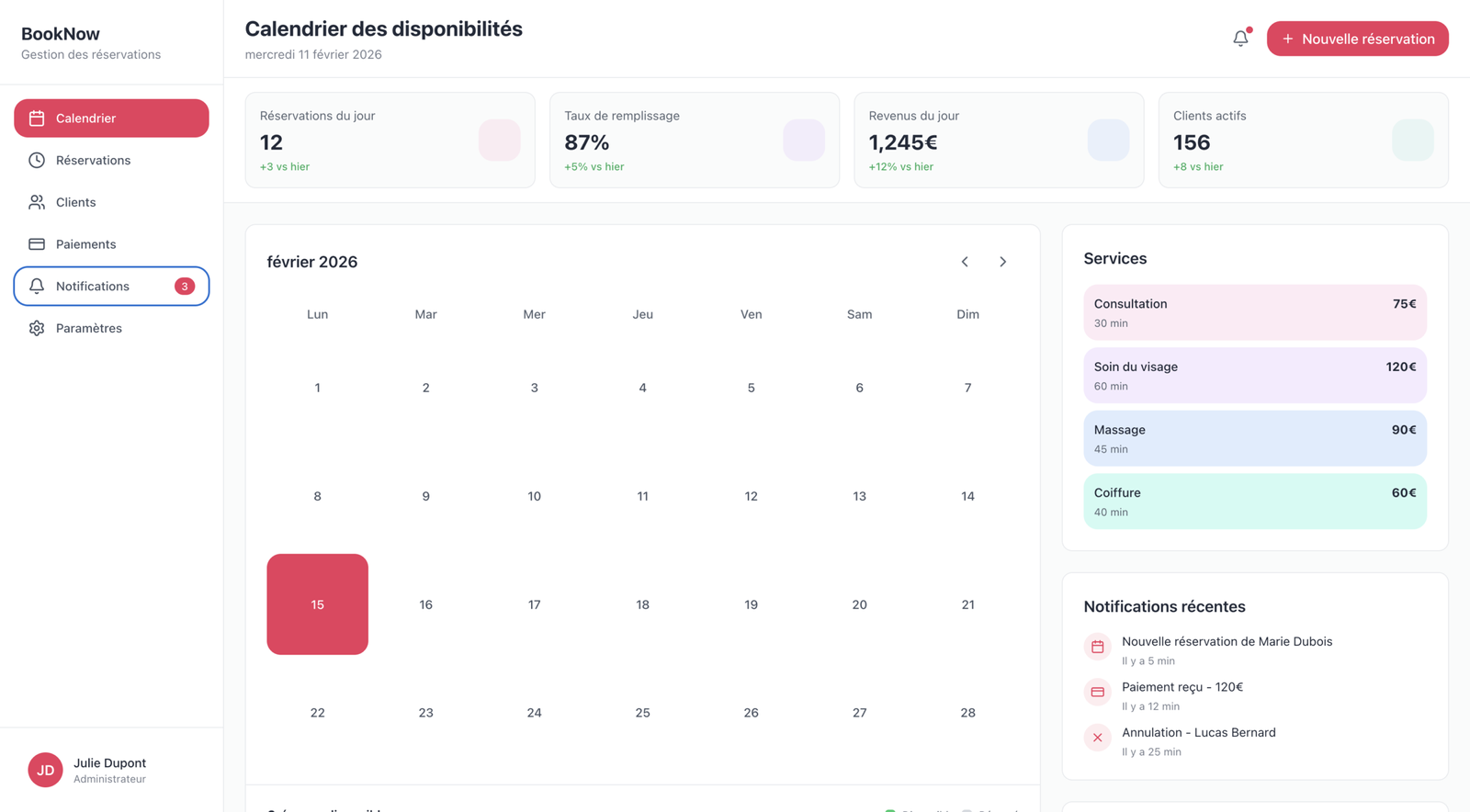 Plateforme de réservation en ligne