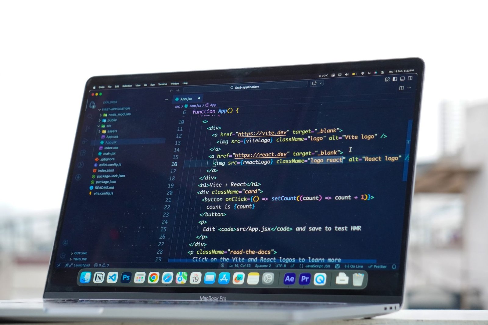 Interface de développement Next.js avec des composants React