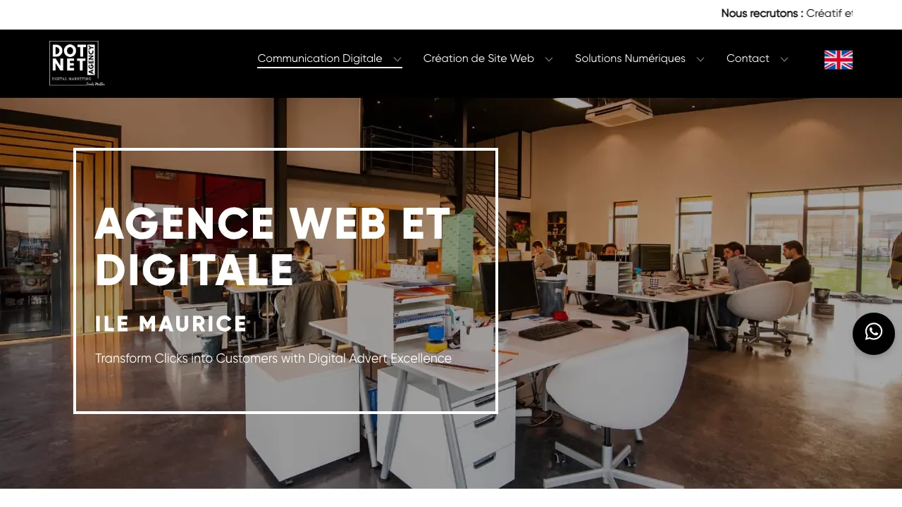 Page d'accueil du site de Dotnetltd