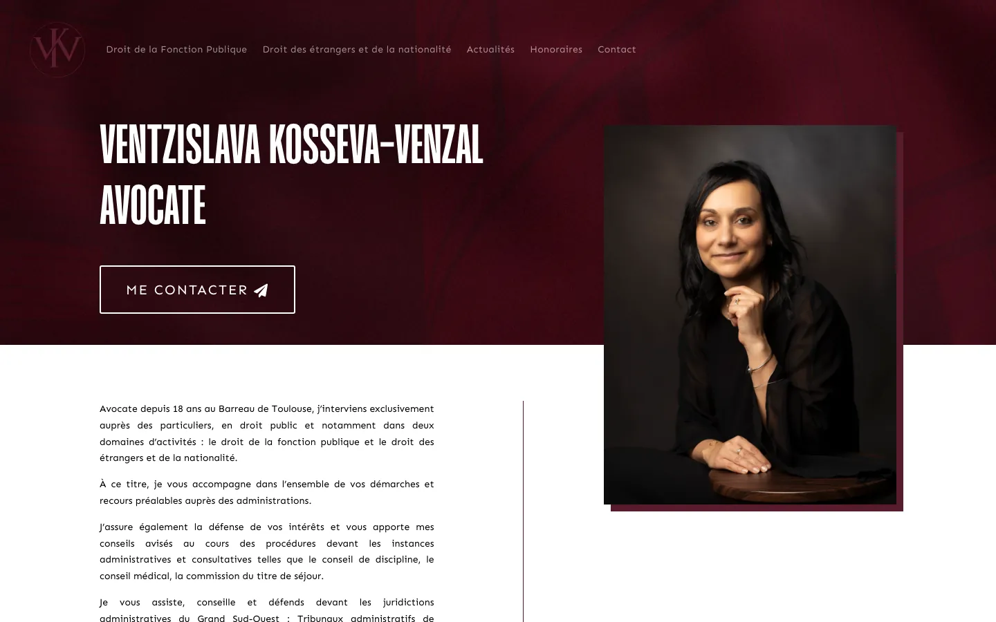 Capture sur ordinateur du site de Ventzislava Kosseva-Venzal, avocat à Toulouse