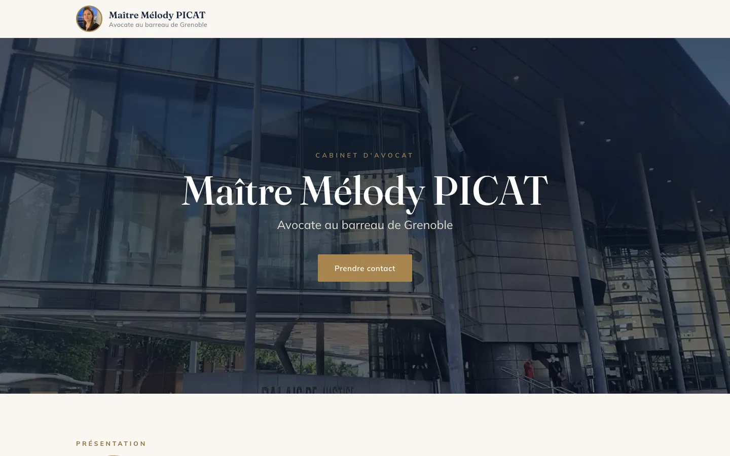 Capture sur ordinateur du site de Maître Mélody Picat, avocat à Grenoble