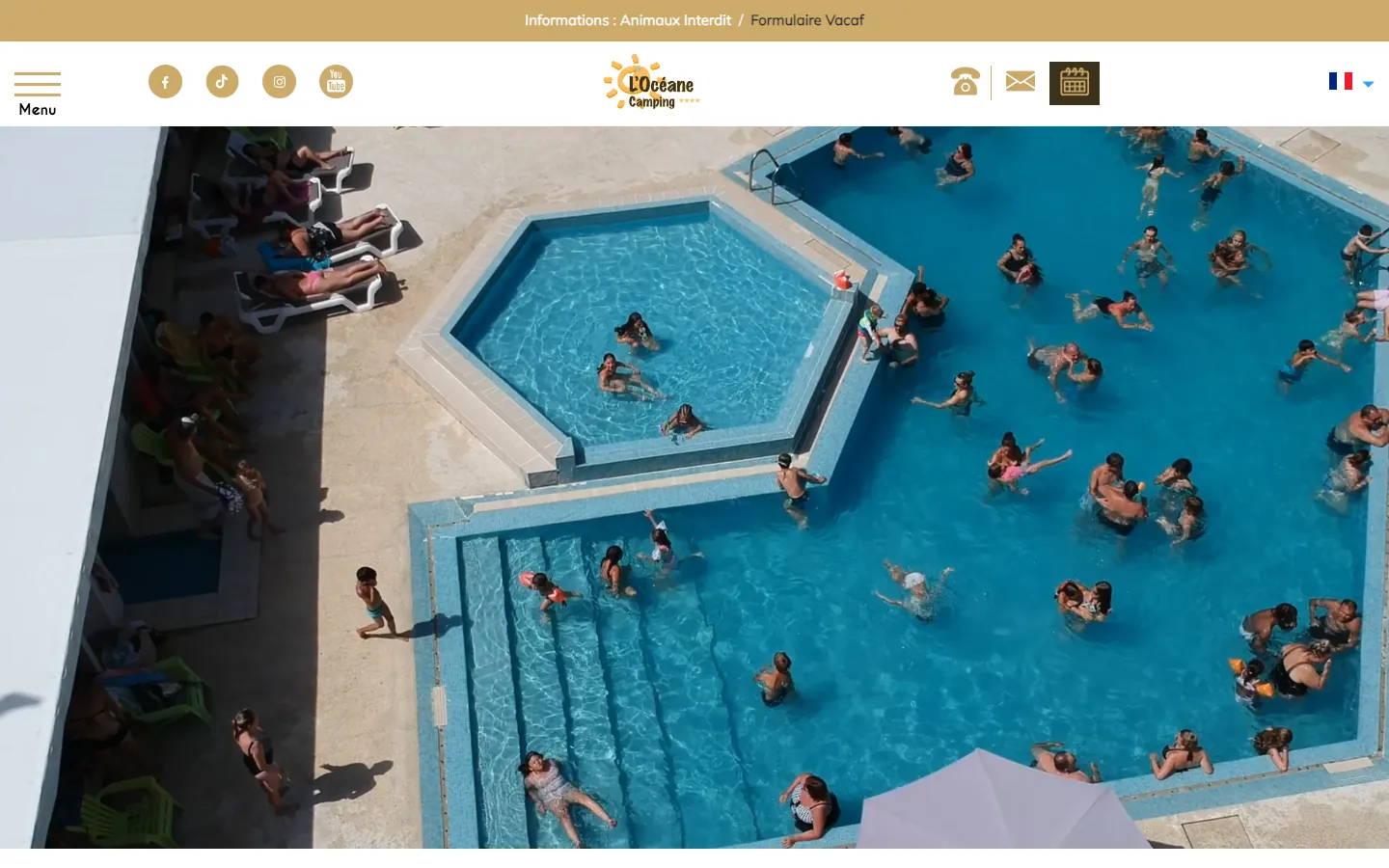 Capture sur ordinateur du site de Camping L’Océane, camping à Vielle-Saint-Girons