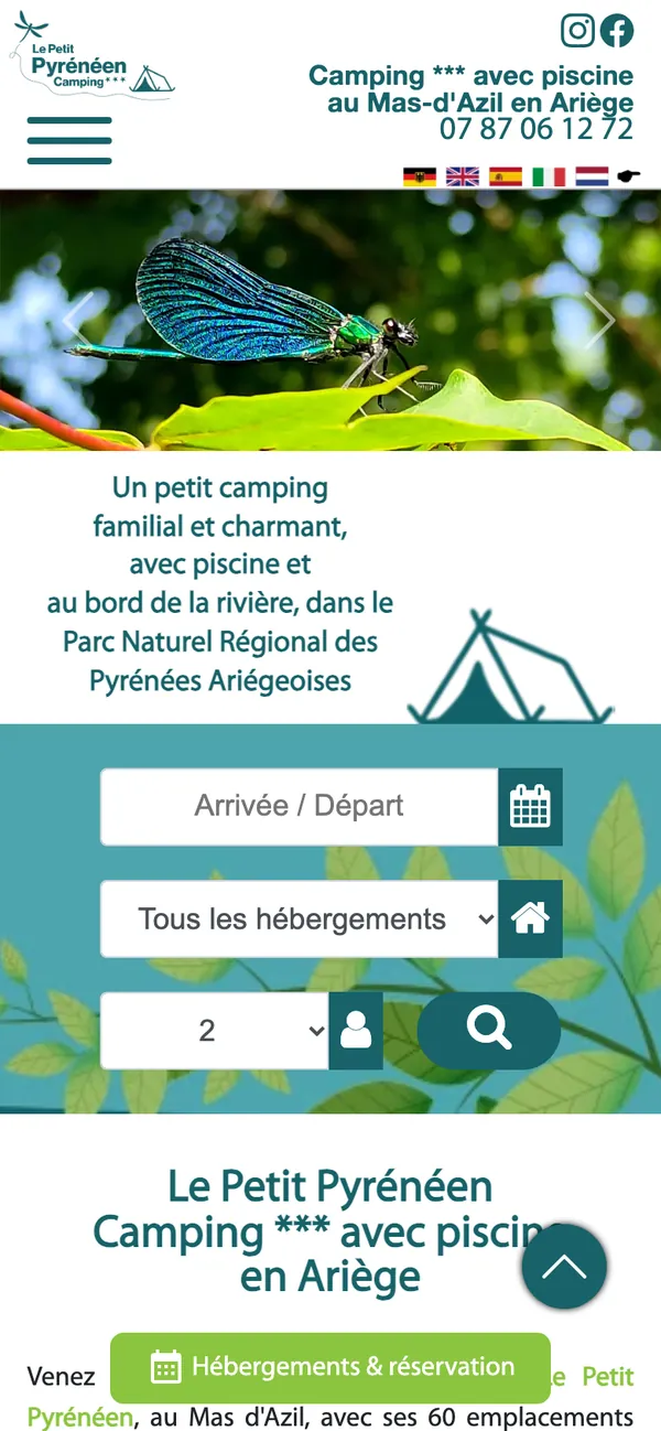 Le même site sur mobile