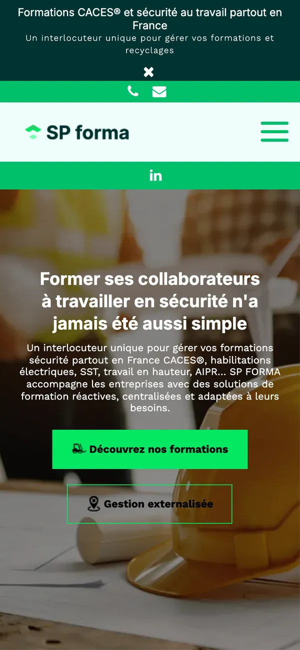 Le même site sur mobile