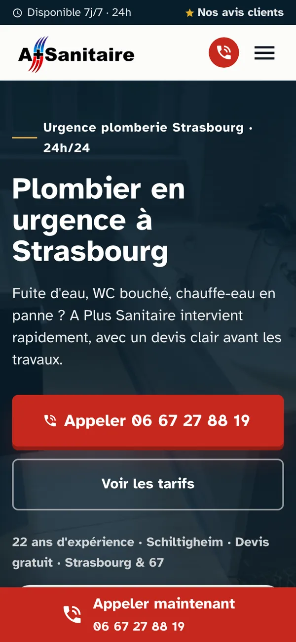 Le même site sur mobile