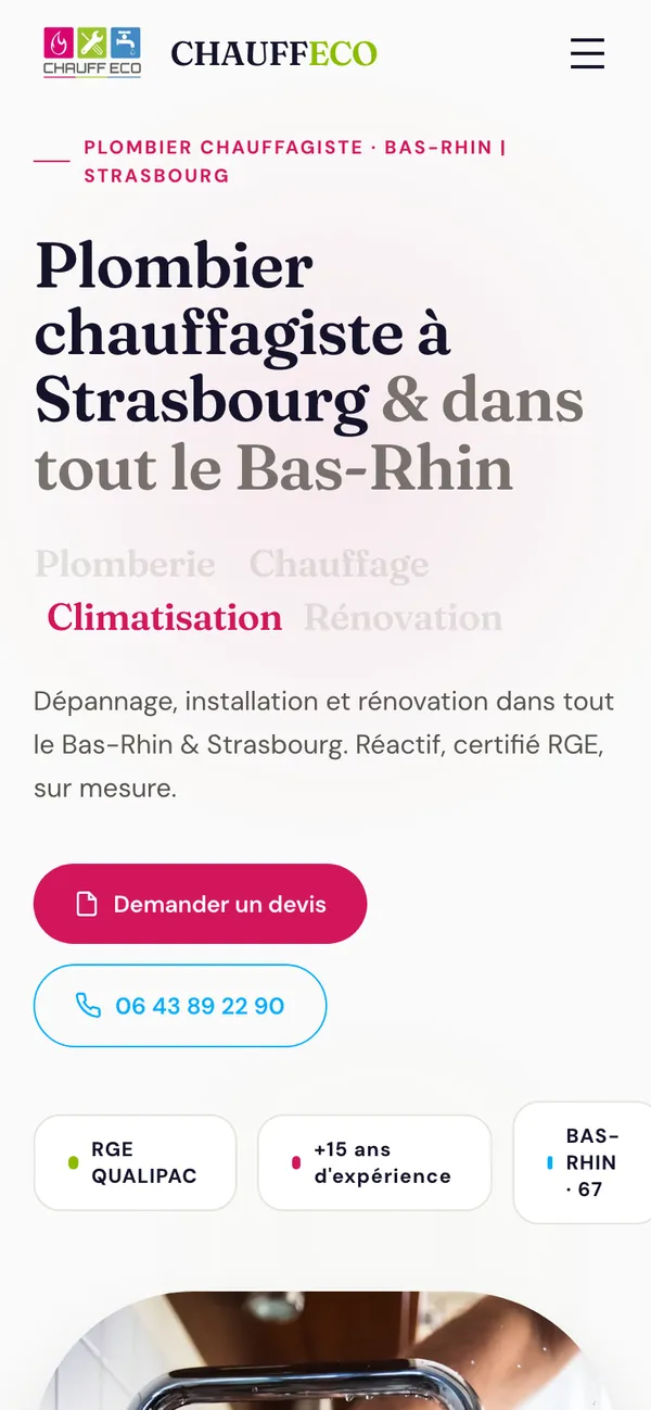 Le même site sur mobile