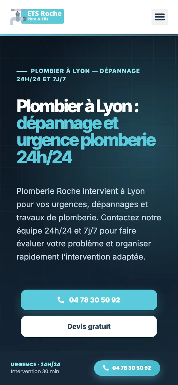 Le même site sur mobile