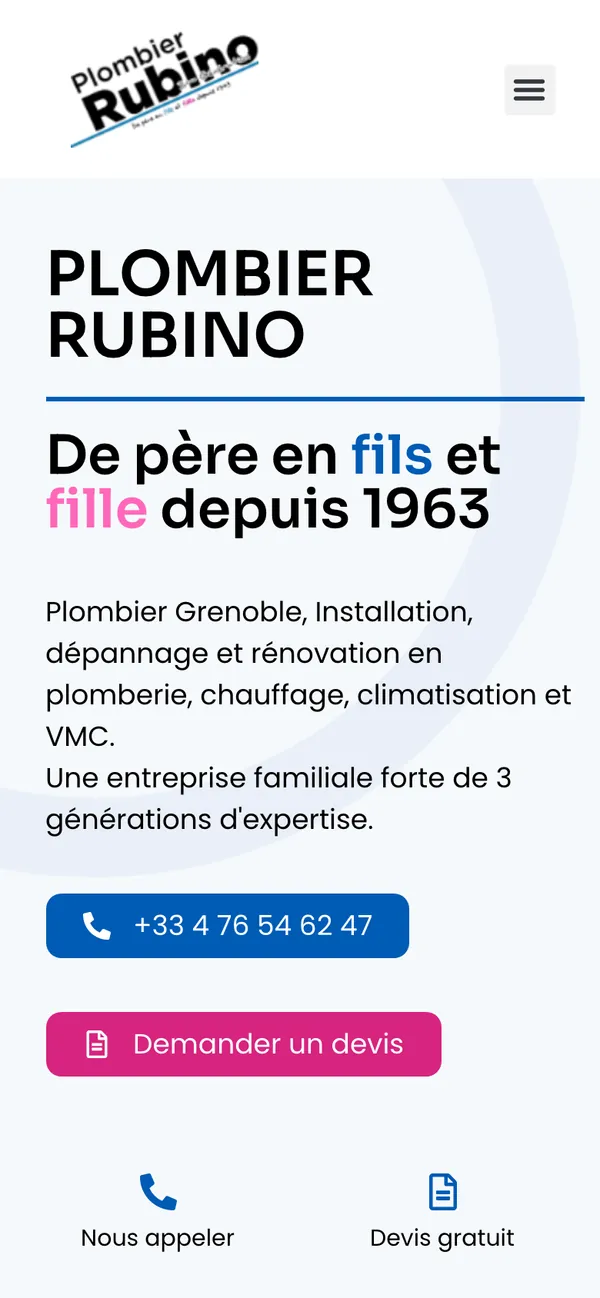 Le même site sur mobile