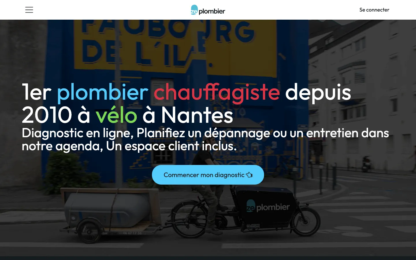 Capture sur ordinateur du site de Ze Plombier, plombier à Nantes