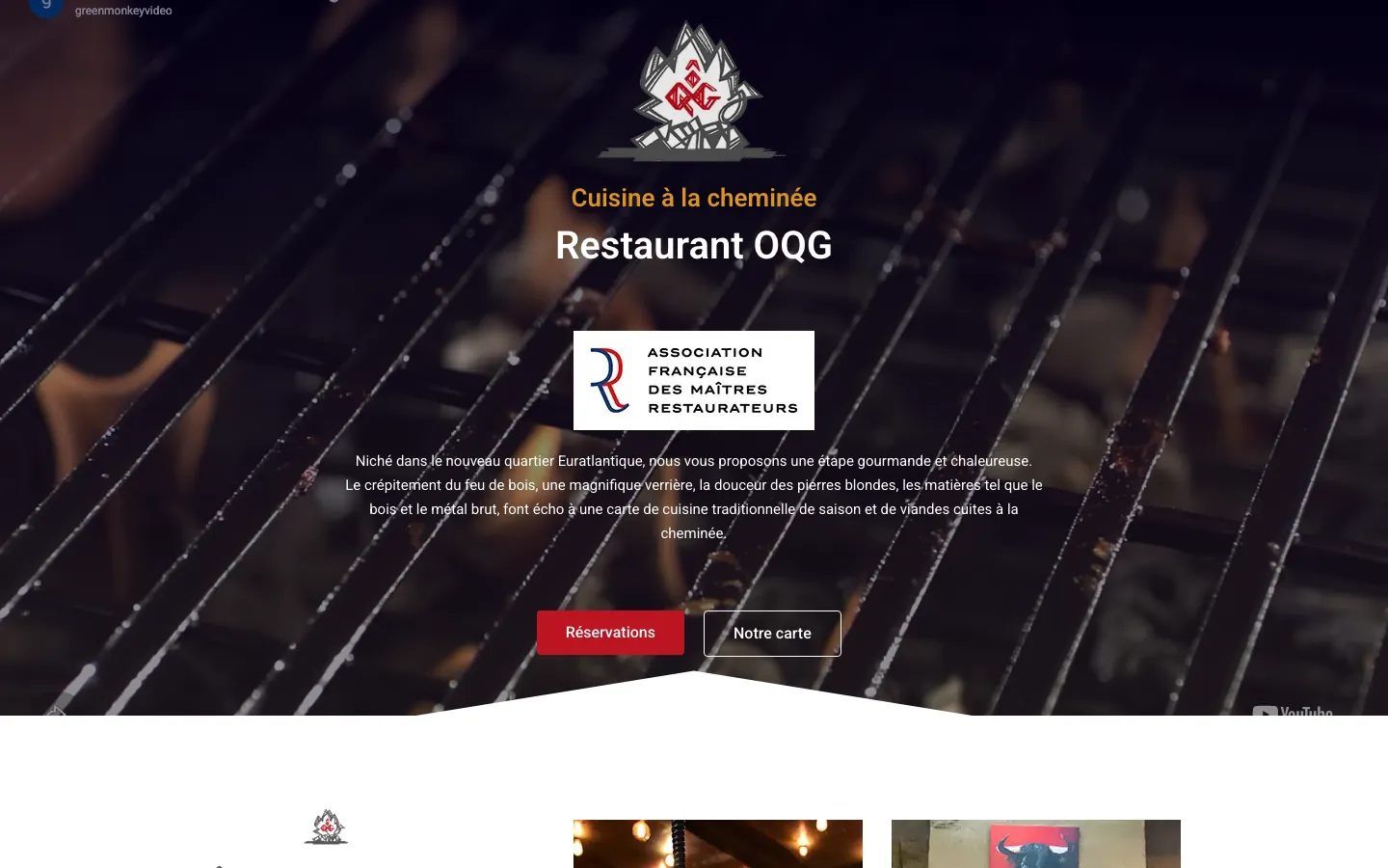 Capture sur ordinateur du site de OQG, restaurant à Bordeaux