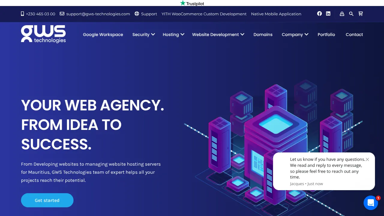 Page d'accueil du site de Gws Technologies