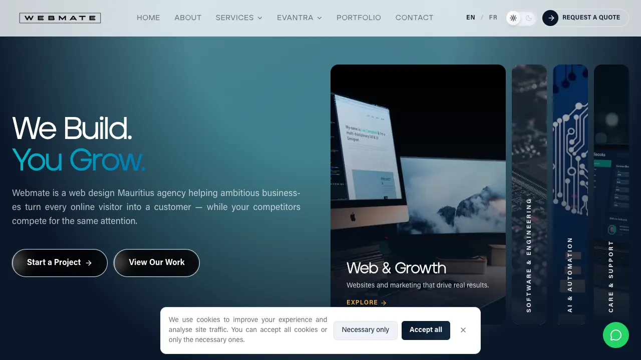 Webmate website homepage